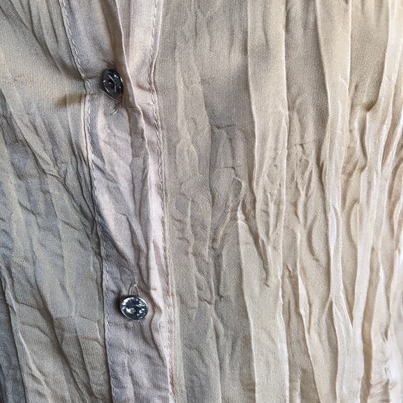 🚨B2G1 New L’ POGEE Tan Gold Jeweled Beaded Sheer Top with Built Under Tank B… - Picture 7 of 8